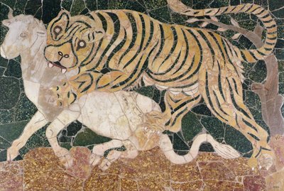 Panel Depicting a Tiger Attacking by Roman